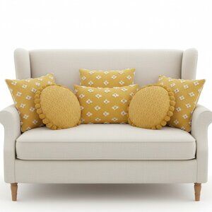 SOGA 6PC Yellow Diamond Elegance & Quilted Luxury Pillowcase Set 45cm Decorative